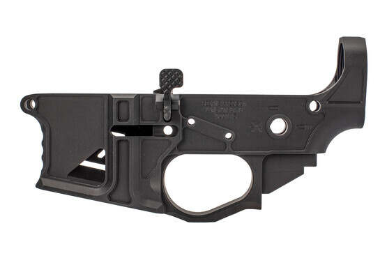 Seekins skeletonized ambidextrous NX15 billet AR 15 lower reicever with trigger finger indexes.